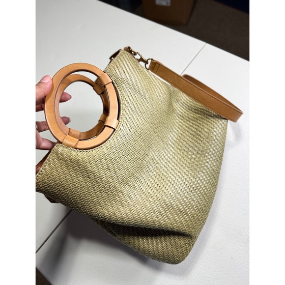 Fossil 75082 Woven Straw Tote Bag with Round Handles and Crossbody Strap - Picture 11 of 14